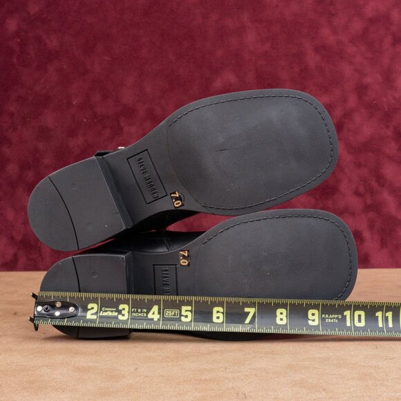 Steve Madden Women Archie Black Leather Harness Moto Biker Ankle Boots sz 7 - Picture 5 of 8